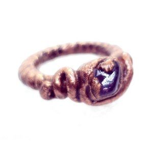 Purple fluorite crystal ring handmade size 4